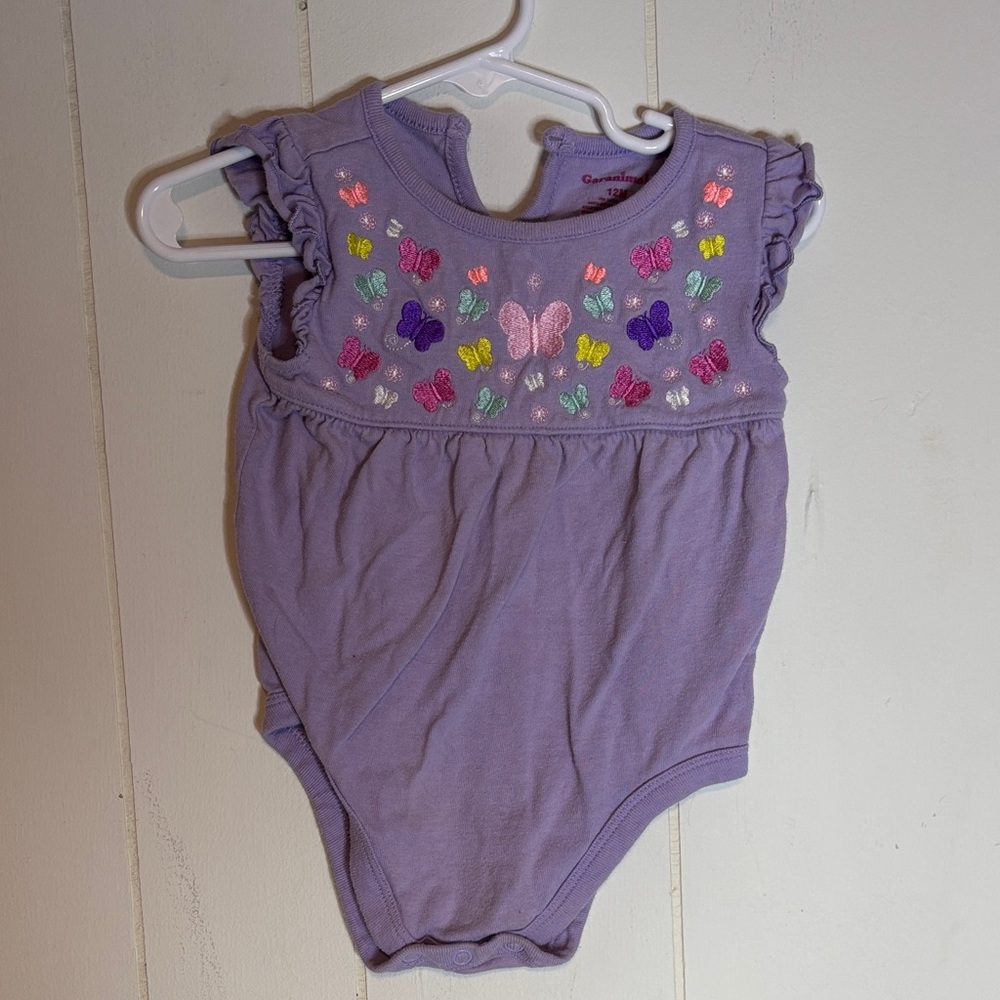 240 - Purple Butterfly Embroidered Kids One Piece